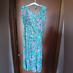 Terra & Sky Long Sleeve Floral Dress - Pink and Green